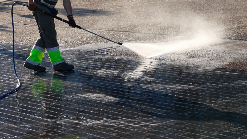 Pressure washing and exterior cleaning services in Louisville to restore building surfaces and walkways.