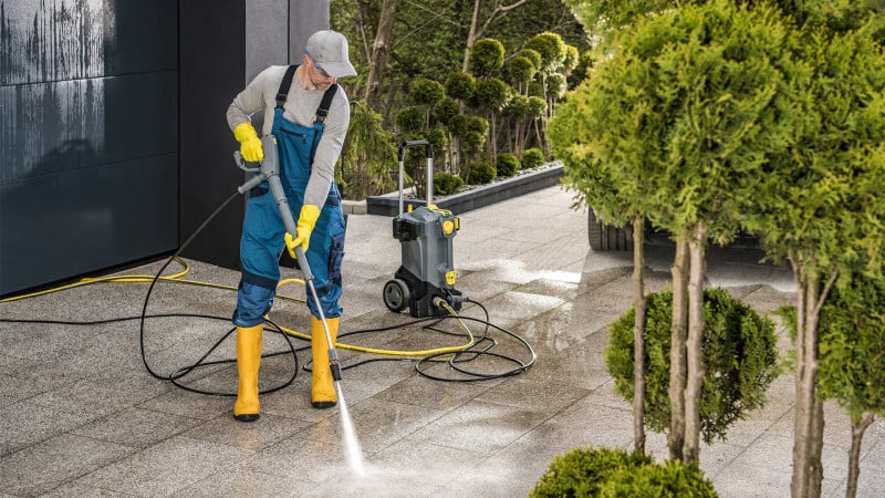 Commercial pressure washing services in Cincinnati removing dirt, grime, and buildup from exterior surfaces.